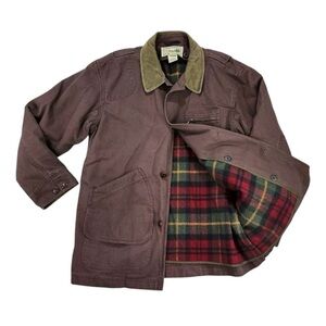 L.L. Bean Plaid Lined brown barn chore coat vintage 2X